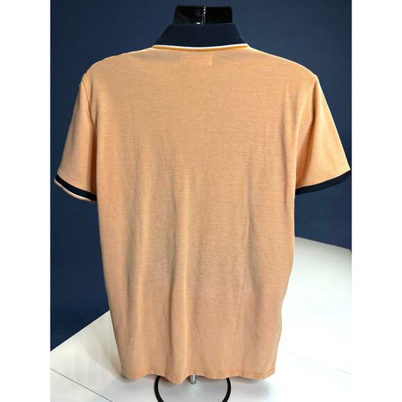 Aeropostale Polo Shirt XL Peach Orange Tan Navy Collar Cotton Blend Short Sleeve - Picture 2 of 7